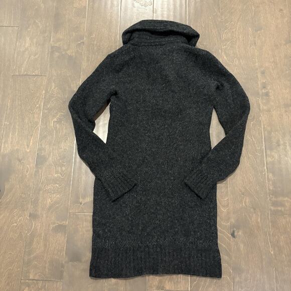 Ralph Lauren Rugby Wool Sweater Dress Small Charcoal Gray Funnel Neck Bodycon - Picture 7 of 15